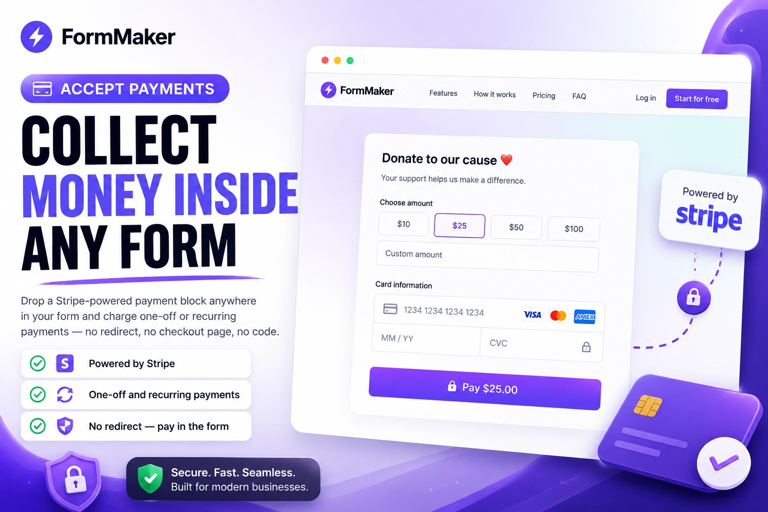 Collect money inside any form preview